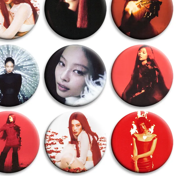 Authentic KPOP JENNIE Solo Album RUBY Enamel Pin Creative Brooch Lapel Pins Metal Badge for Bag Clothes Decor Jewelry Accessories Gifts