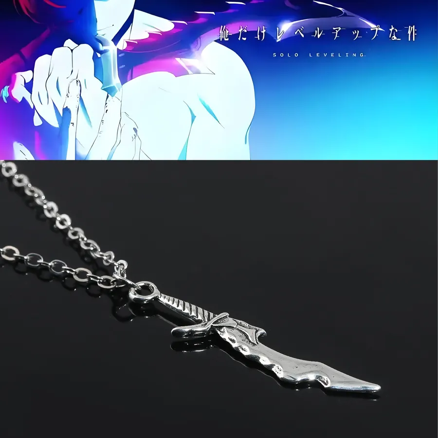 Authentic Anime Solo Leveling Personalized Necklace Pendant Sung Jin woo Yoo Jin ho Short Blade Cosplay Props Fan Jewelry
