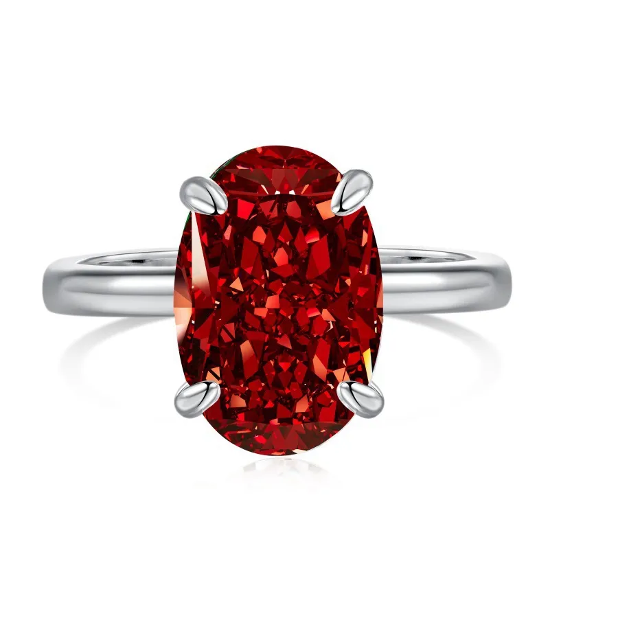 Authentic Oval Red Natural Garnet Ruby 925 Sterling Silver Rings Solitaire Gemstone Birthstone Jewelry Anillos De Prata