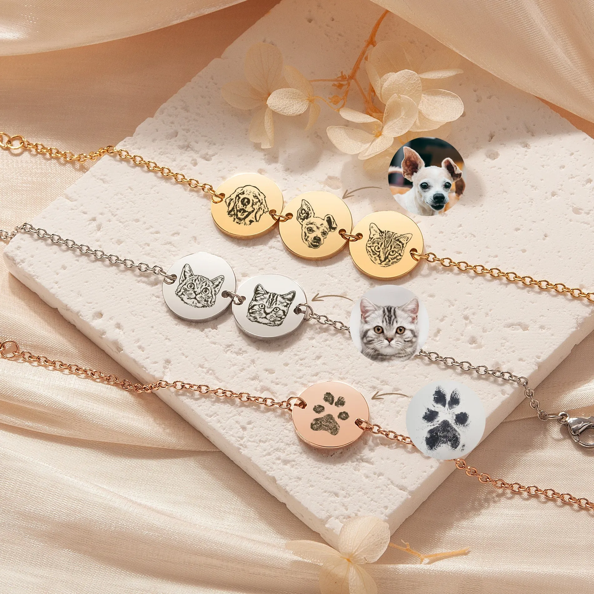 Authentic The Eternal Bond: Custom Gold-Plated Pet Portrait Talisman