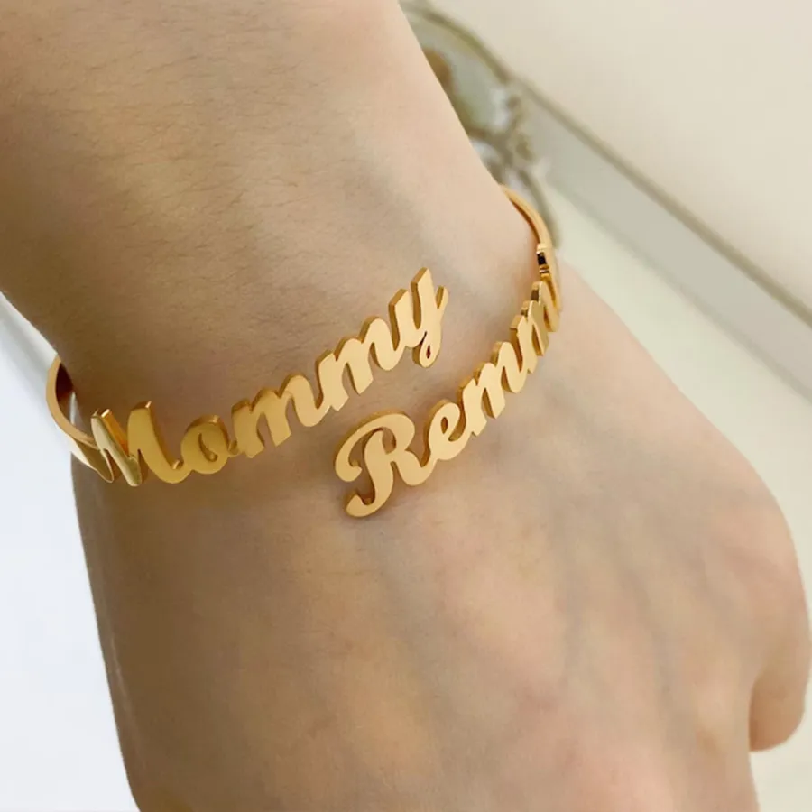Authentic Customize Two Name Bracelets, Gold, Silver, Rose Gold Couple Bracelets, Exquisite Letter Name Bracelets, Jewelry