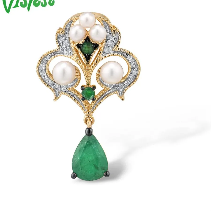 Authentic The Gilded Verdant Tear: 14K Gold, Emerald, and Pearl Talisman