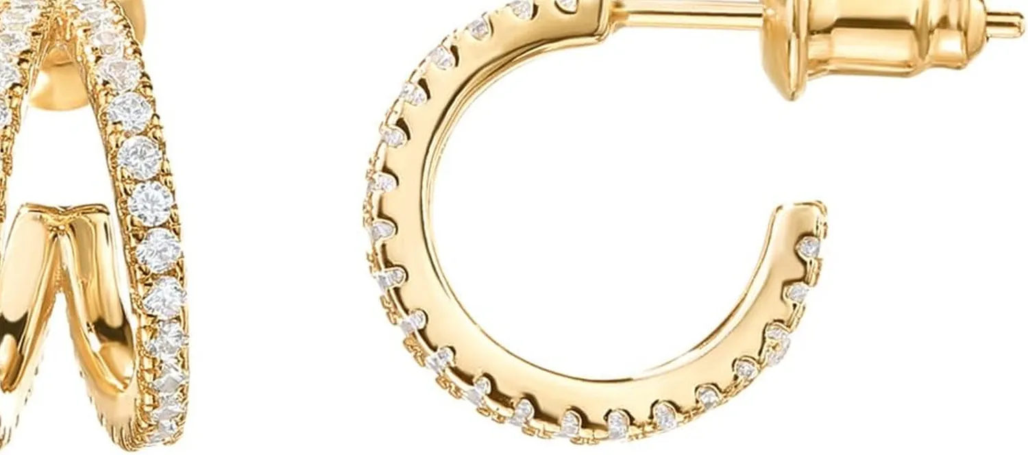 Radiant Crescent Split Huggie Hoop Talismans In 14K Gold