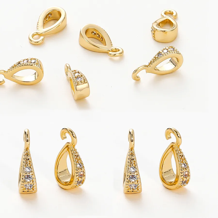Authentic 4pcs 18K Gold Colors Drop Zircon Rhinestone Pearl clasps Clips Charm Connectors Hooks For Necklace Bracelet Jewelry Making