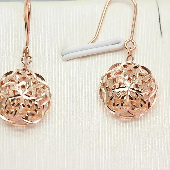 Authentic Whispers of the Sacred Peony: 14K Rose Gold-Plated Hollow Talismanic Earrings