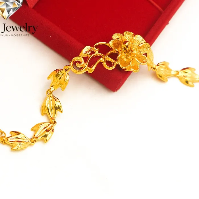 Authentic Elnar Jewelry Luxury 24K 9999 Pure Gold real gold Women's Peony Wheat Bracelet