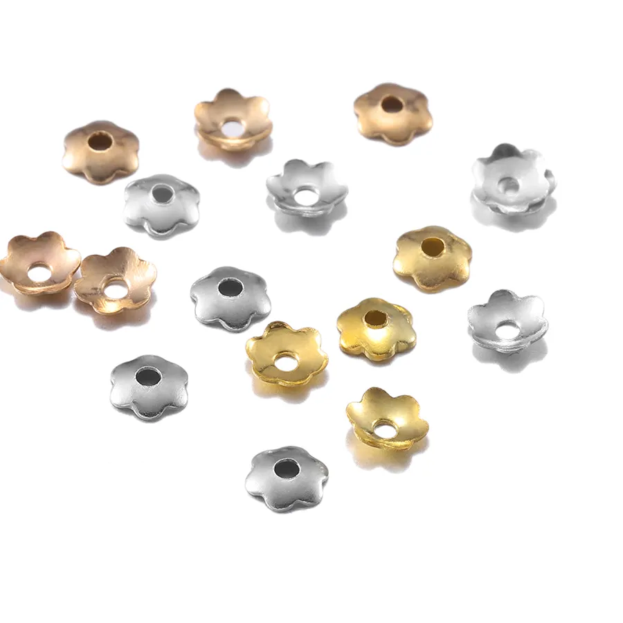 Authentic 1000pcs/lot 4mm Flowers Filigree Bead Cap Gold Mini Spacer Petal Beads Cups End Caps For DIY Jewelry Making Finding Supplies