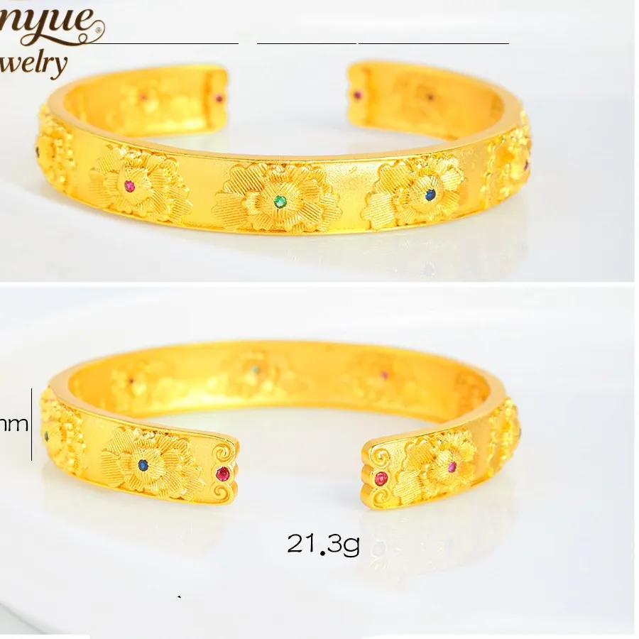 Authentic Peony Petal Protection: Sand Gold Silk Charm Bangle for Harmonious Balance