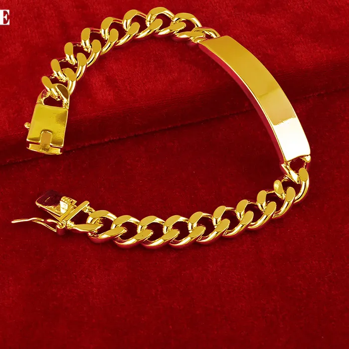 Authentic Celestial Radiance: 24K Gold Cuban Chain Bracelet