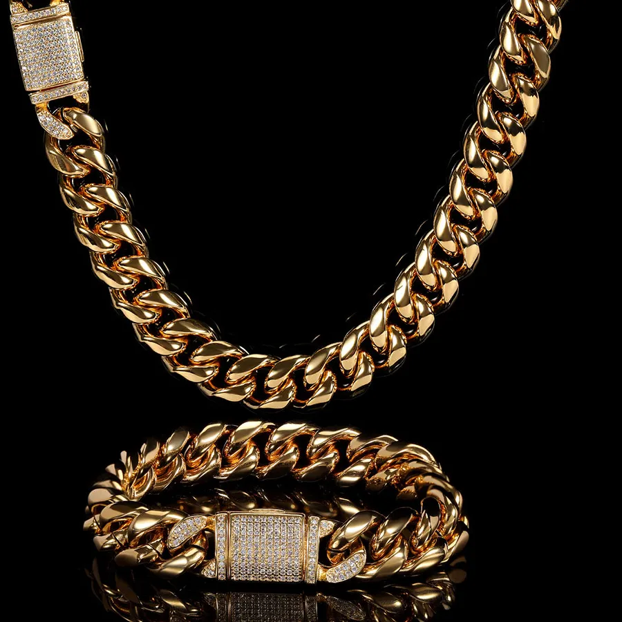 Authentic Celestial 12mm Miami Cuban Link Gold‑Plated Chain – Guardian of Light