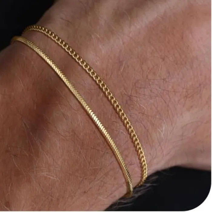 Authentic Guardian Serpent – 14K Gold‑Plated Dainty Chain Bracelet Set