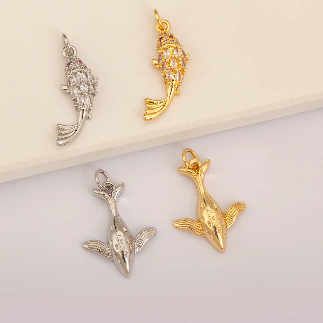 Authentic Talisman Of The Abundant Tide Crystal Goldfish And Whale Artisan Pendant