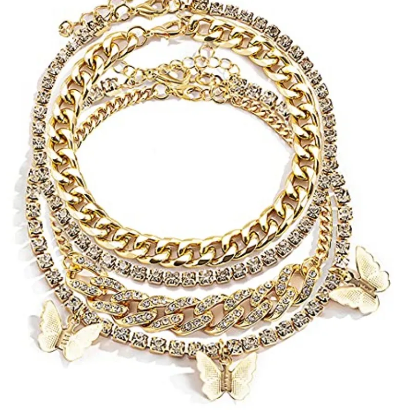 Authentic Butterfly of Destiny: Layered Anklet of Golden Illumination