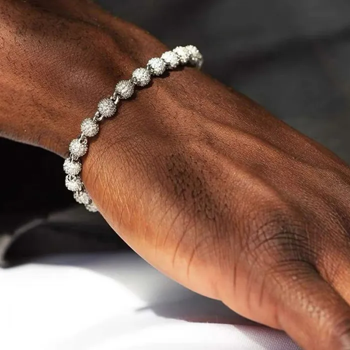 Authentic Gold Silver Color 5mm Round Ball Miami Cuban Bracelet Micro Paved Cubic Zircon Cuban Bracelet Mens Women Hip Hop Jewelry