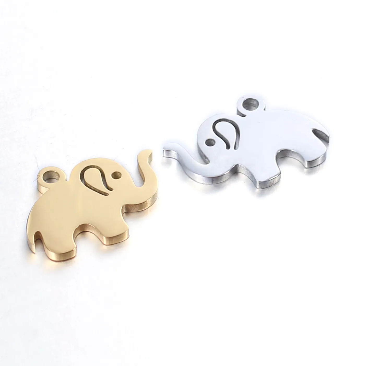 Authentic 5Pcs/Lot Kawaii Elephant Stainless Steel Charms 10mm*15mm Wild Animal Pendant DIY for Necklace Jewelry Making Supplies Wholesale