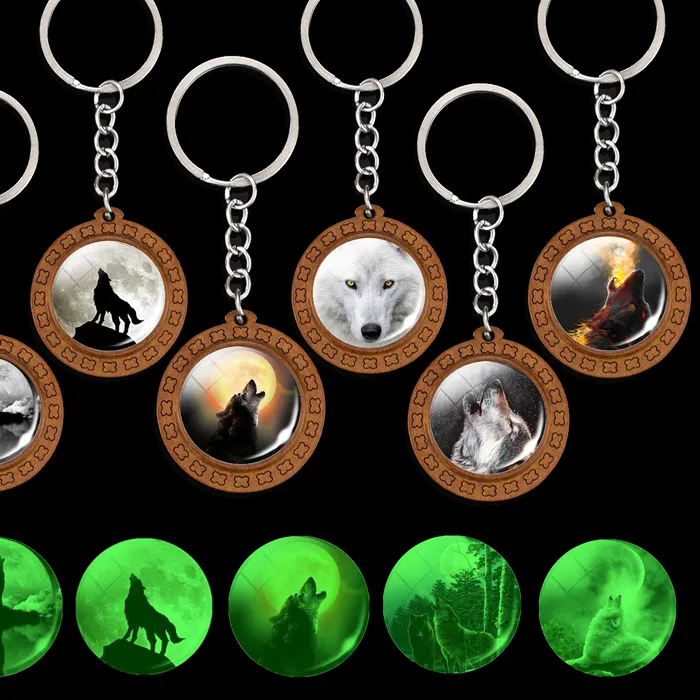Authentic The Nocturnal Guardian Luminous Wolf Wooden Talisman