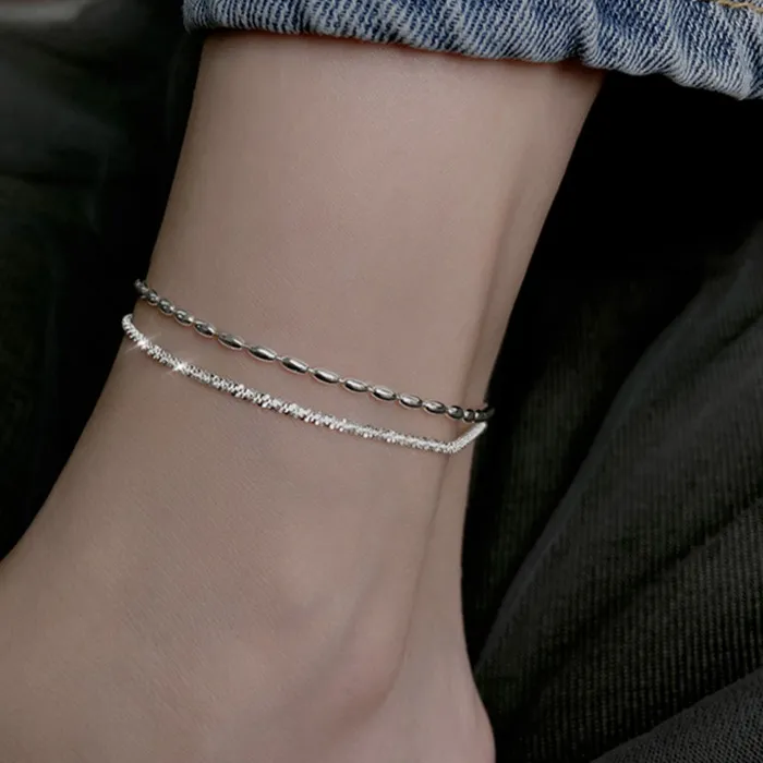 Authentic Celestial Pathways 925 Sterling Silver Double-Layer Anklet