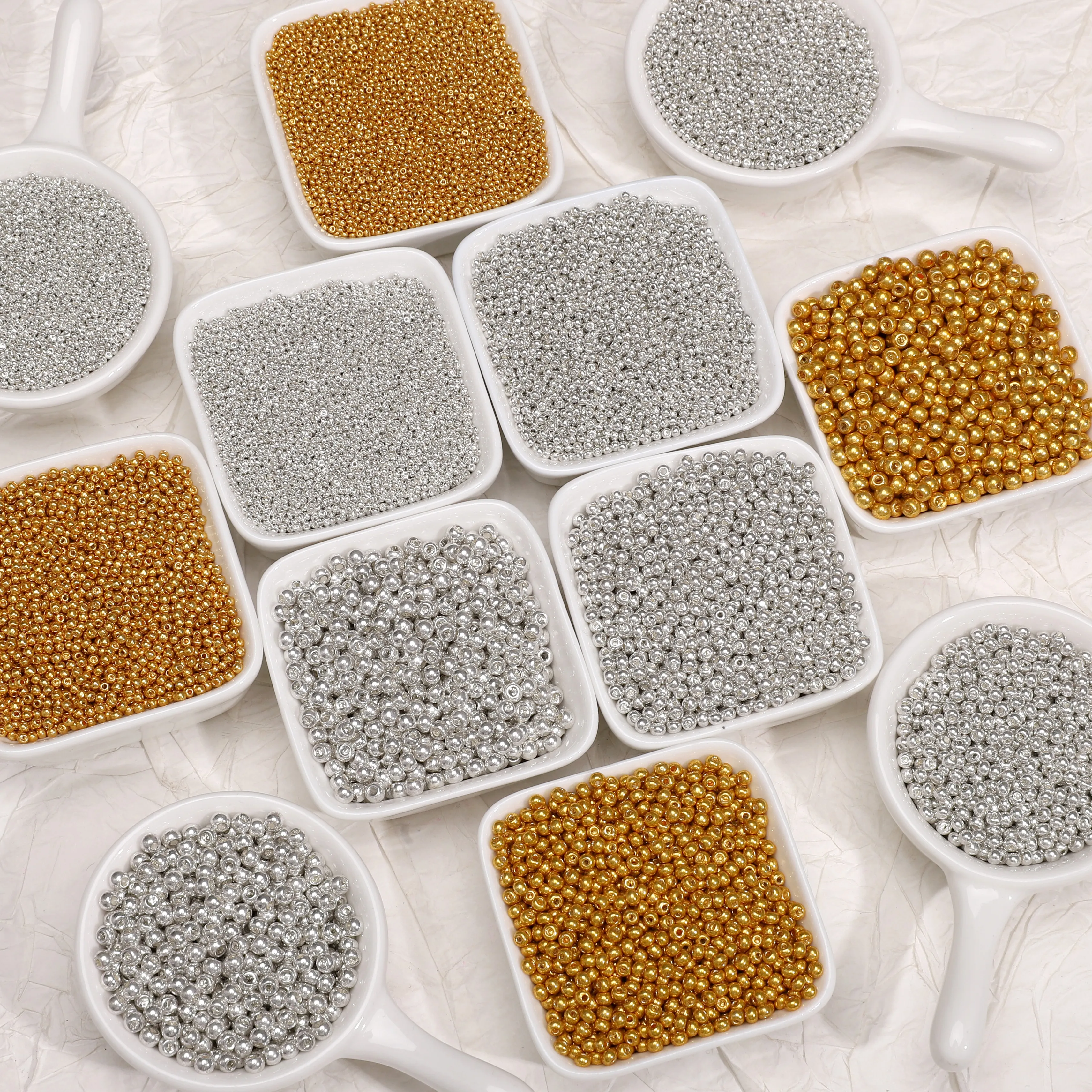 Authentic New 5-50g 1.5/2/3/4mm Gold/Silver Color Glass Seed Beads Spacer Loose Beads For Jewelry Making DIY Bracelet Necklace Accessories