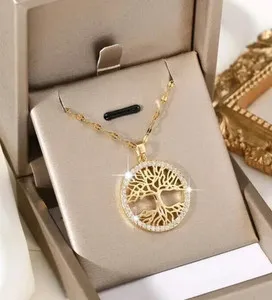 Authentic 18K Gold Plated Tree Of Life Pendant Necklace, Tree Of Life Necklace