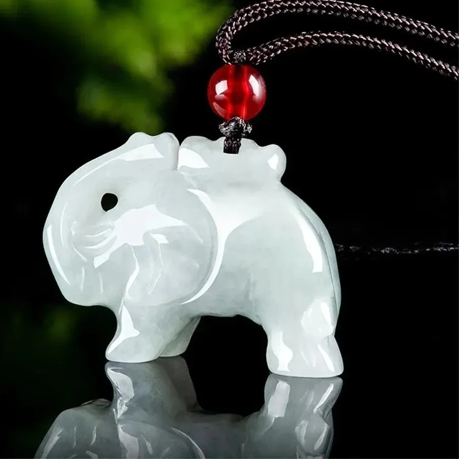 Authentic Ice-Crowned Jade Elephant: A Pendant of Fortune and Protection