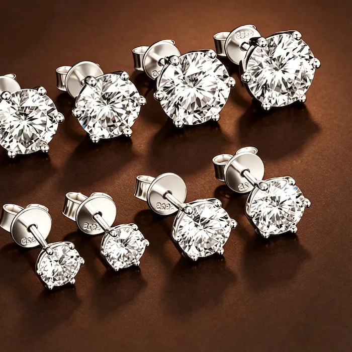 Authentic Rrjzz Solitaire 5Mm 6.5Mm 8Mm 9Mm D- Color Moissanite Earrings 925 Sterling Silver Six Claw Stud Earrings Jewelry