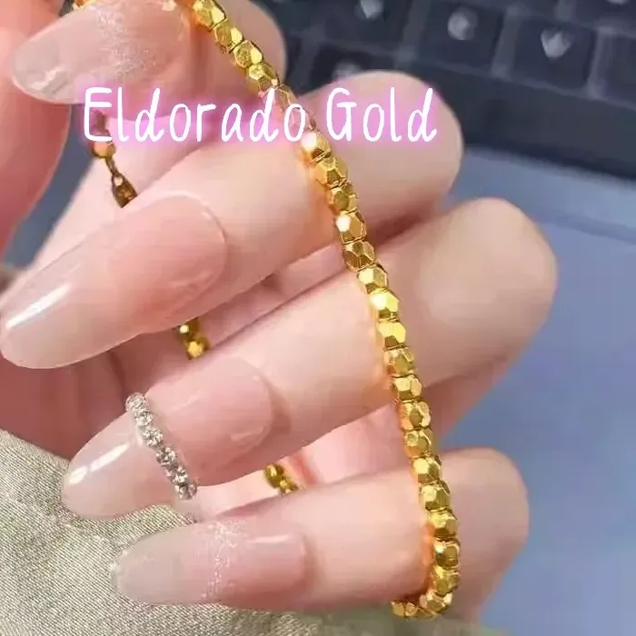 Authentic Broken Sparkling Bounce Bead Necklace Artisan Gold- Plated Mystical