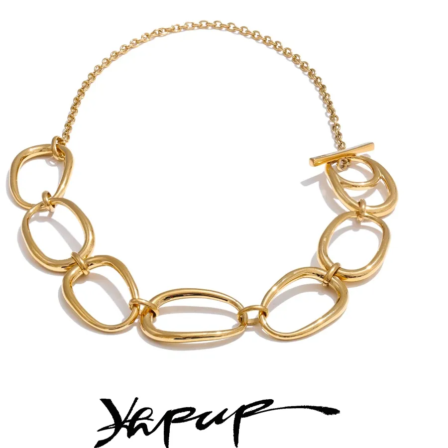 Authentic Yhpup Distinctive Stainless Steel Metal Unique High Quality Handmade Polished Chain Necklace Gift 2025 Gold PVD Plated Jewelry