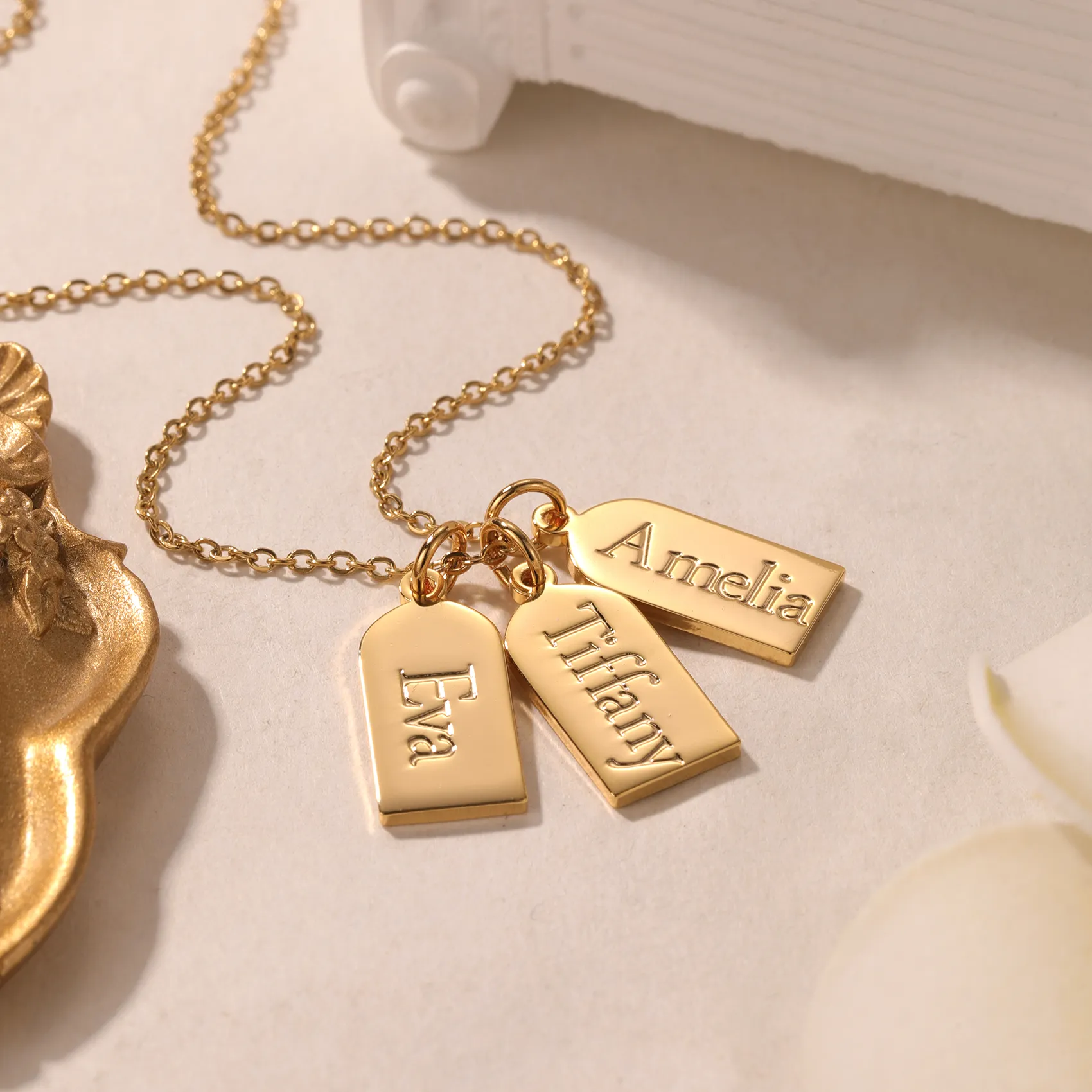Authentic Mama's Golden Embrace: A 14K Bar Pendant of Love and Protection