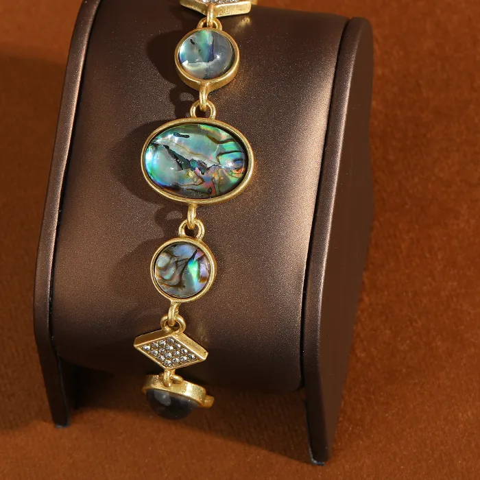 Authentic Vintage Natural Abalone Shell Charms For Bracelets Gold Color Rhinestones Woman Bohemia Jewelry Luxury Girlfriend Gift 2025 New