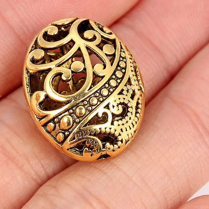 Authentic 5Pcs Hole Antique Gold Color Round European Big Hole Beads Spacer Bead For DIY Jewelry Making Charms Bracelets Accessories