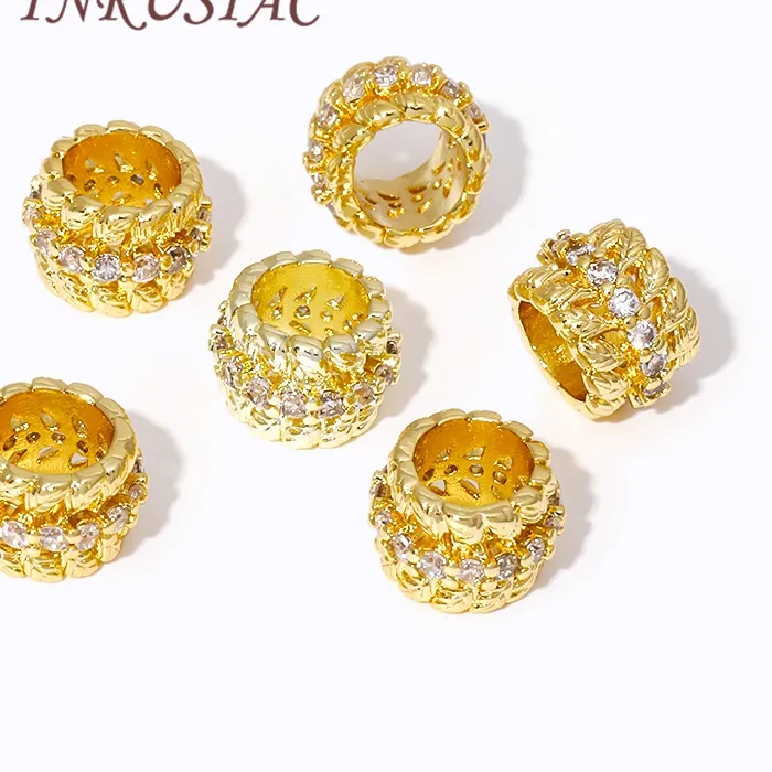 Authentic Auric Divisions: 18K Gold Plated Zircon Spacer Beads for Spiritual Separation
