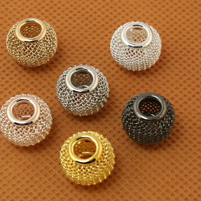 Authentic Good Quality 6pcs/lot 10x12mm Big Hole Metal Loose Beads Gold/Silver Color/Rhodium Alloy Charm Beads For DIY Jewelry Making