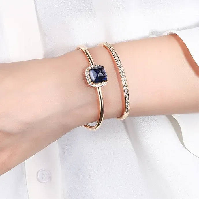 Authentic Charm Korean Classic 12*12mm Ruby Gemstone Glycogen Shape Open Bracelet Luxury Women High Quality Jewelry Valentine's Day Gift