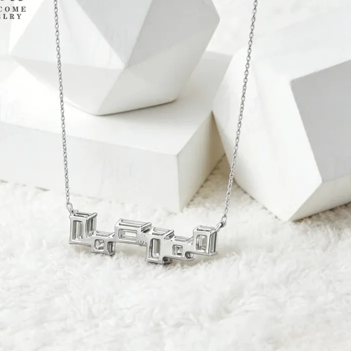 Authentic Necklaces Total 3CT Emerald Asscher Cut Moissanite D Color 925 Sterling Silver 18k Gold Plated Irregular Geometry Gift Charms