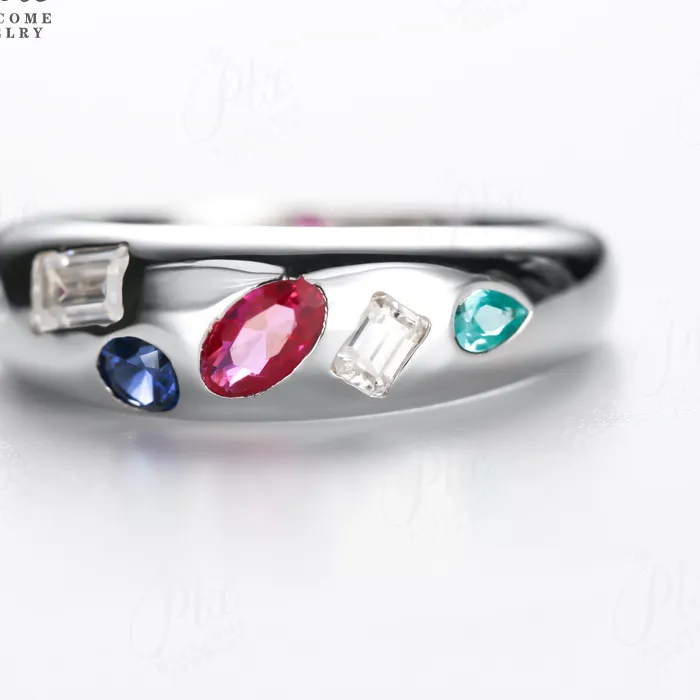 Geometric Moissanite Lab- Grown Colored Gemstone Ring S925 Ring Of Jewelry That Enhances Romantic