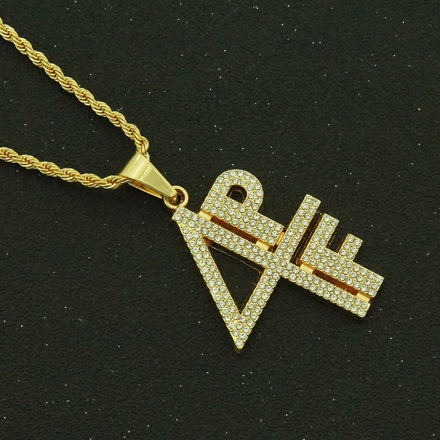 Authentic 4PF Gold Plated Pendant Necklace for Men Hip Hop Bling Zircon Chain Urban Streetwear Rapper Jewelry