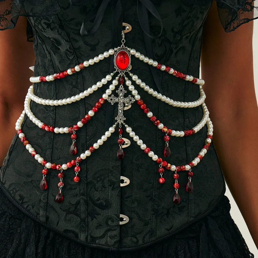 Authentic Crimson Vesper Pearl Waist Chain