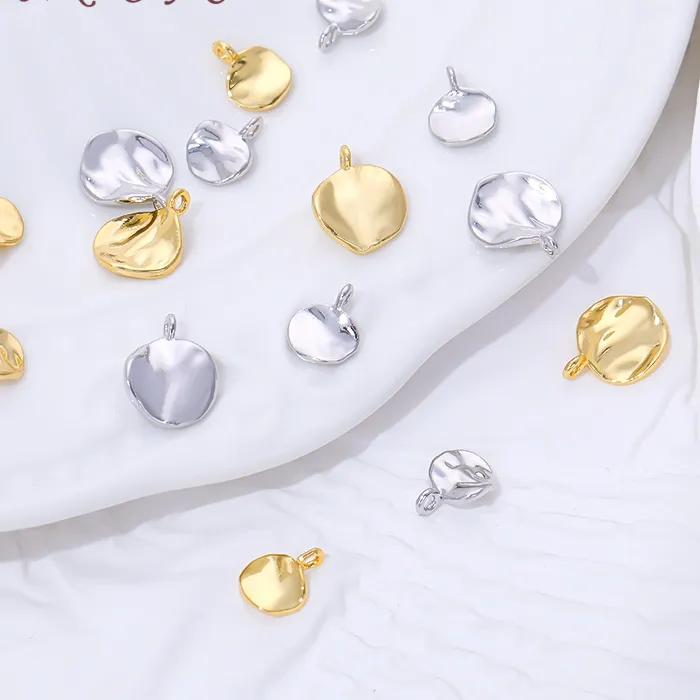 Authentic 2 Sizes 18K Gold Plated Round Charms For Jewelry,Small Pendants For Bracelets Accessories,DIY Jewelry Making Supplies