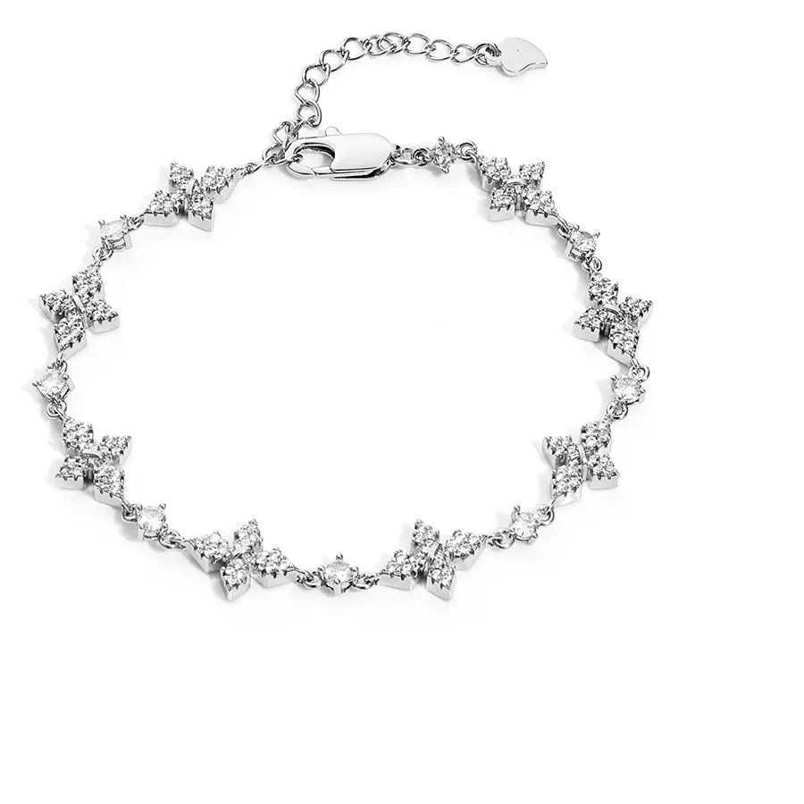 Authentic HHIOK Butterfly Charm Bracelet for Women Copper Zircon Iced Out Gold Silver Color Adjustable Chain Fashion Jewelry