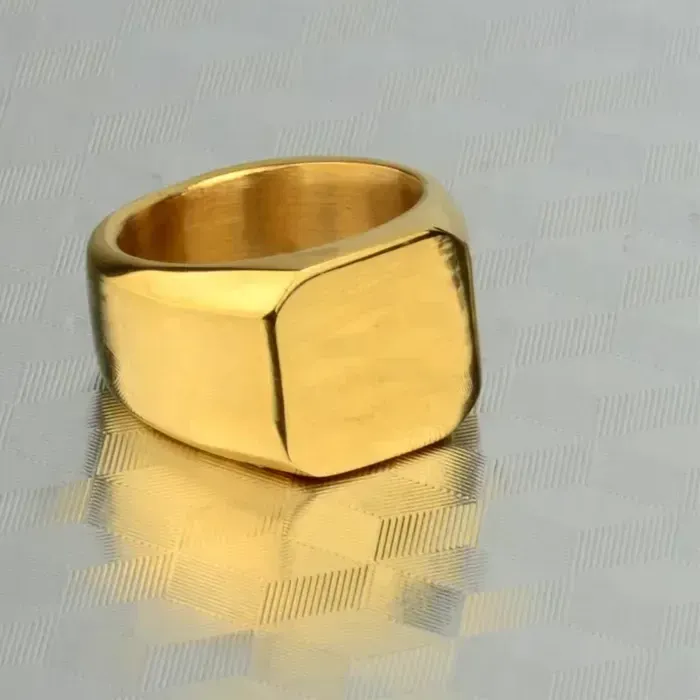 Authentic Bten 2020 Fashion Simple Style Gold Silver Color Square Ring Classic Ring Stainless Steel Wedding Engagement Jewelry
