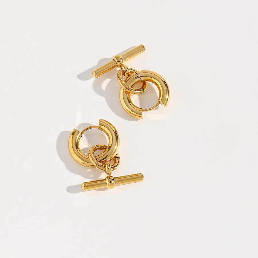 Authentic Radiant Solstice Hoops: 18K Gold-Plated OT Bar Talismanic Earrings