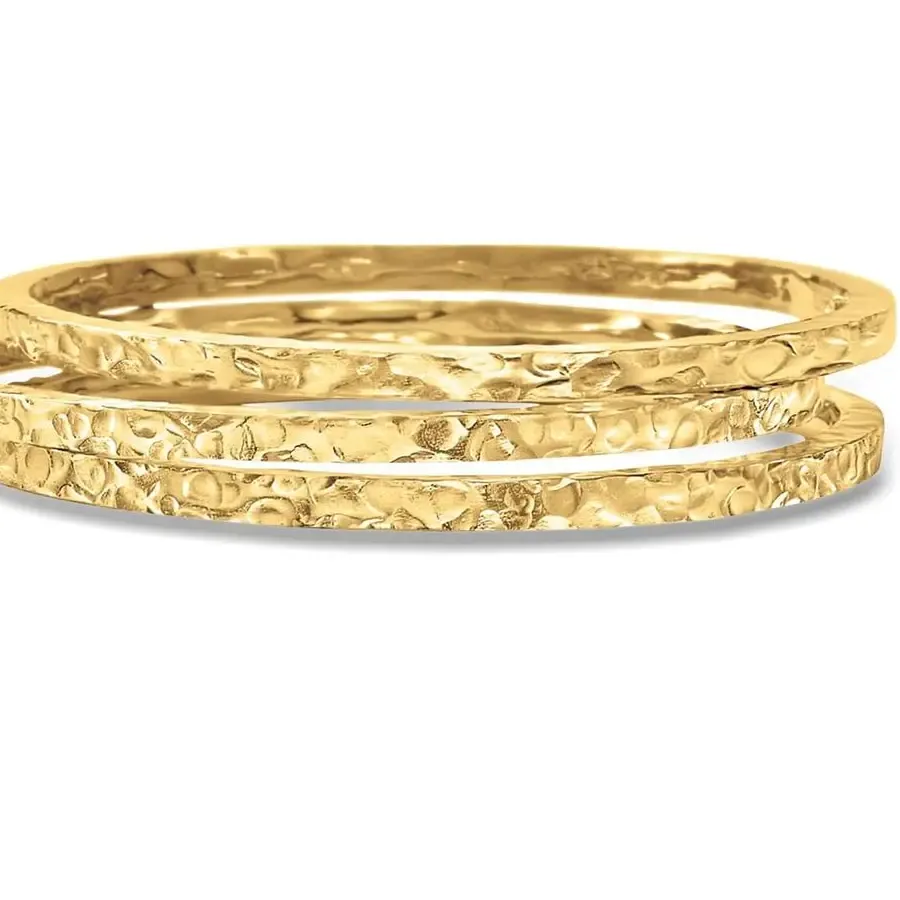 Authentic Ross-Simons Italian 18kt Gold Over Sterling Jewelry Set: 3 Hammered Bangle Bracelets