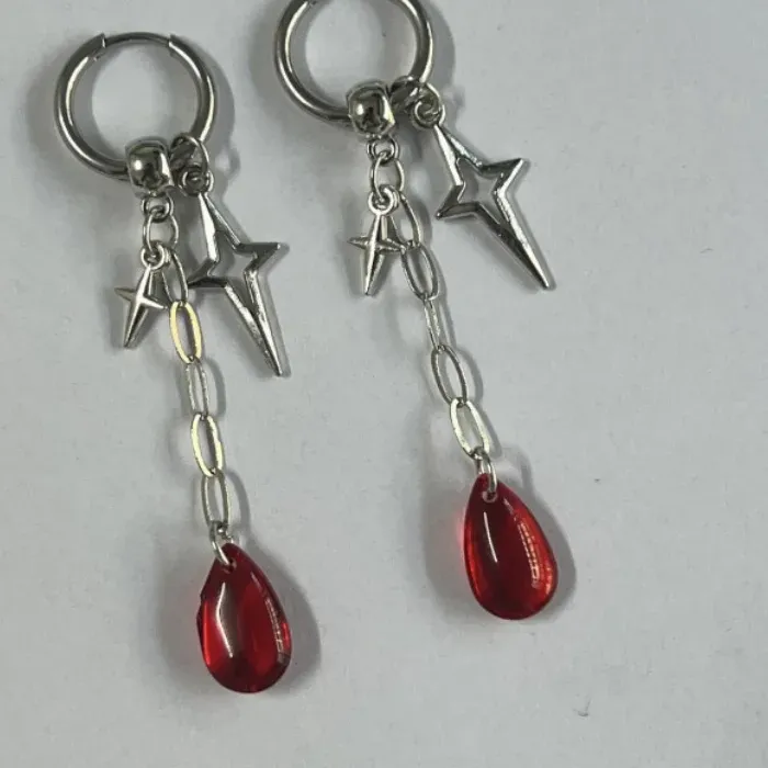 Authentic Polaris Star Talismans Red Pentagram Ear Hooks For Dark Protection