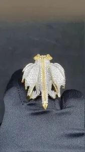 Authentic Draconic Guardian Halo Ring In 14K Two- Tone Gold Plating