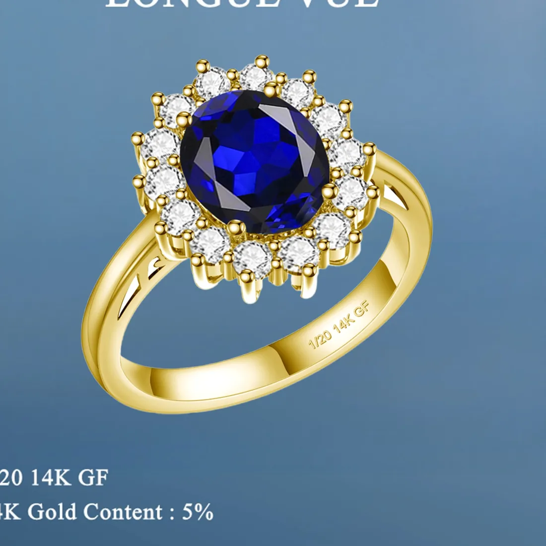 Authentic The Sovereign Halo 14K Gold Filled Oval Gemstone Ring