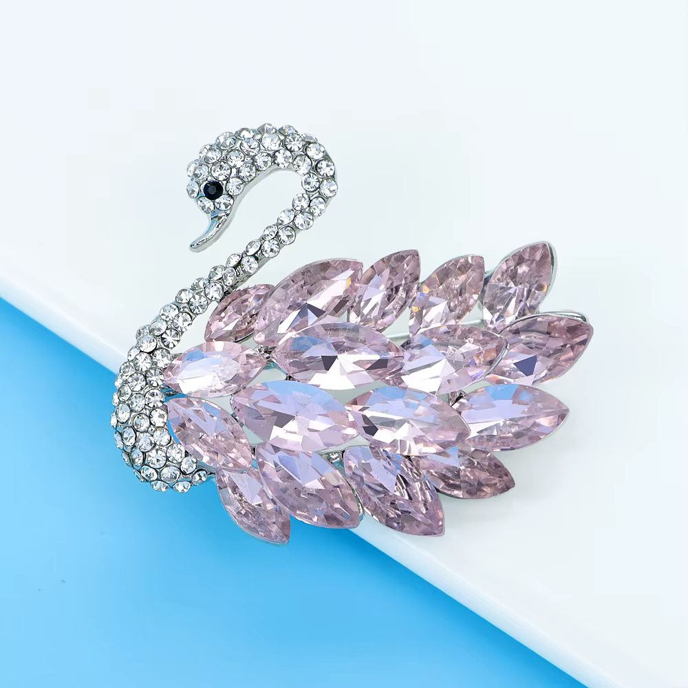 Authentic Ethereal Swan Crystal Brooch Love's Graceful Embrace