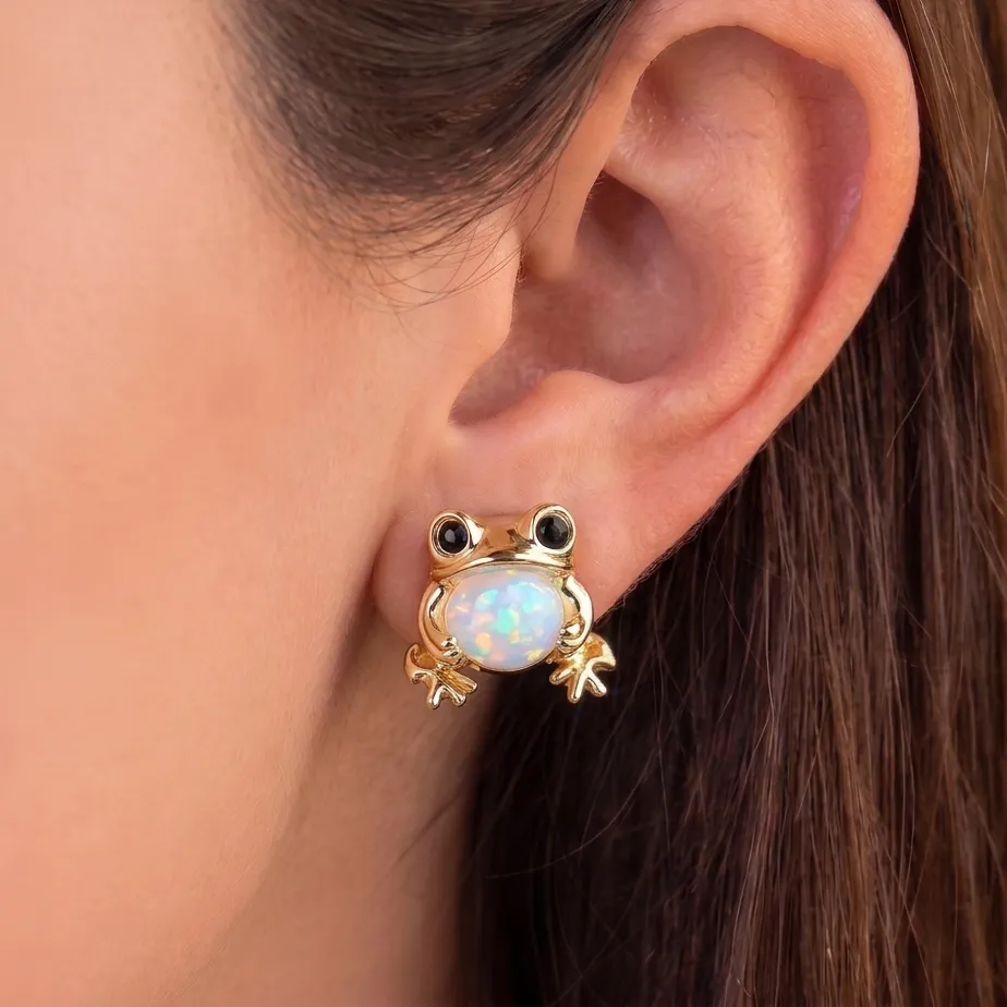 Authentic Amphibian And Avian Spirit Guides Gold- Plated Stud Talismans