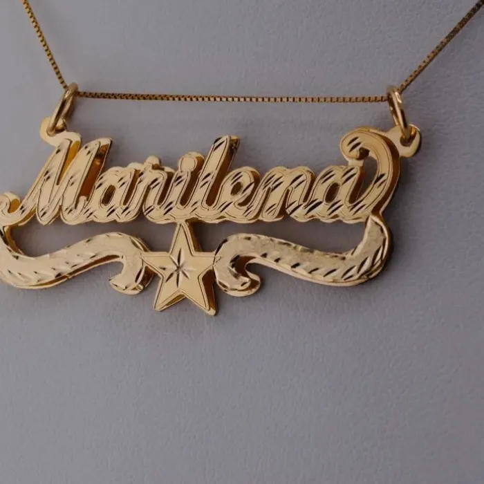 Authentic Double Layer Custom Name Personalized Necklace Star Name Customized Pendant Gold Vintage Jewelry Women's Necklace Birthday Gift