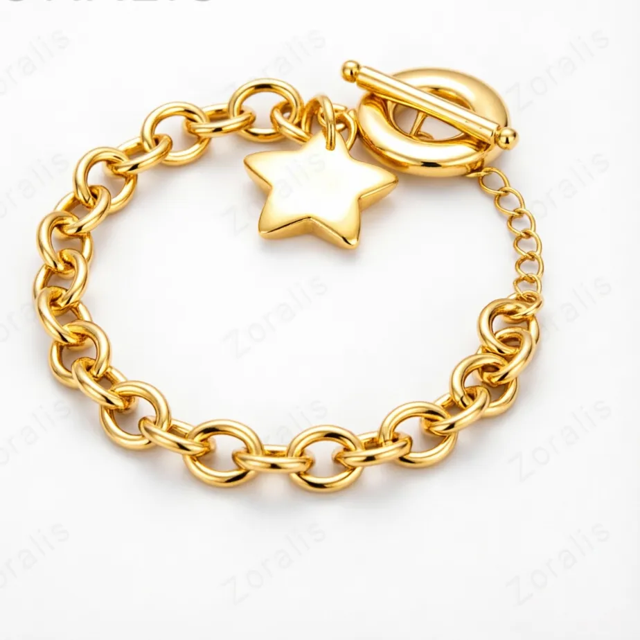 Authentic 18K Gold Bracelet Star Chain Bracelets For Women Wedding Birthday Party High Quality Jewelry