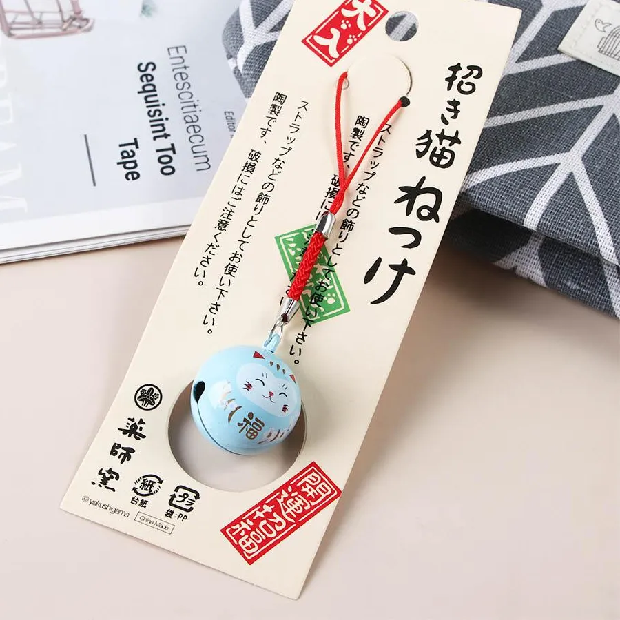Authentic The Golden Fortune Bell Maneki Neko And Daruma Talisman